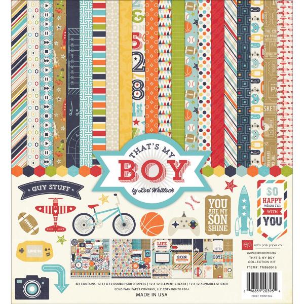 Набор бумаги That's My Boy 30х30 см 12 листов + наклейки от Echo Park