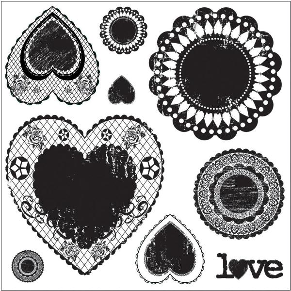 Набор акриловых штампов Antique Love Doilies, Maya Road