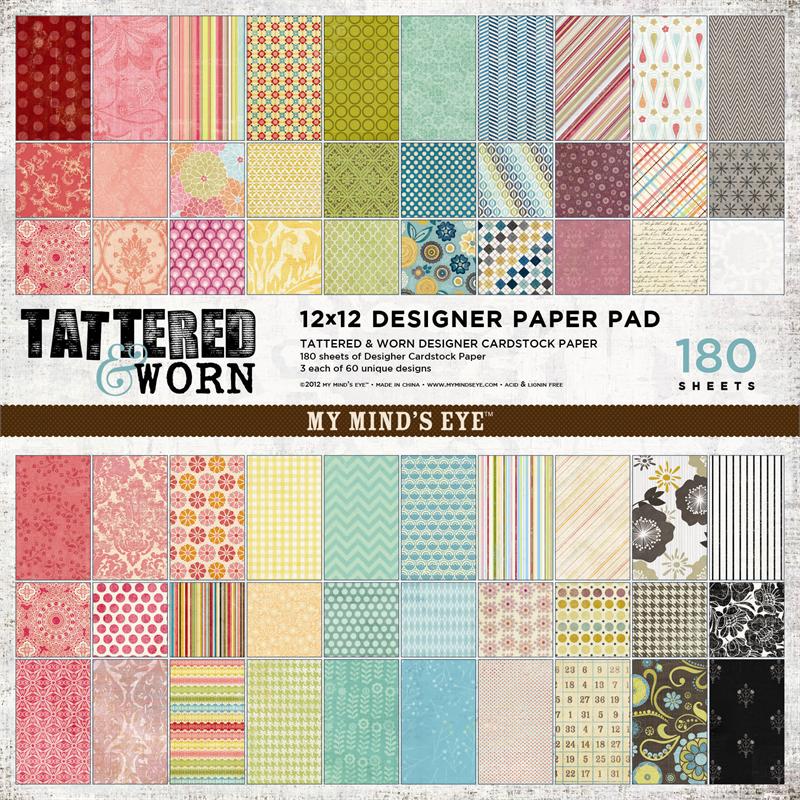 Набір паперу Tattered & Worn 30х30 см, 60 аркушів від компанії My Mind's Eye