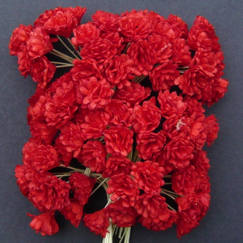 Набор 10 цветков гипсофилы красного цвета из тутовой бумаги