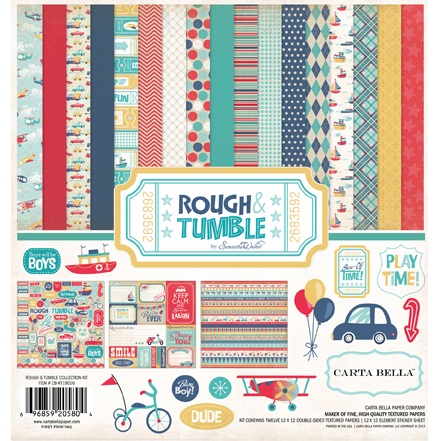 Набір паперу Rough & Tumble 30х30 см, 12 аркушів + наклейки від Carta Bella