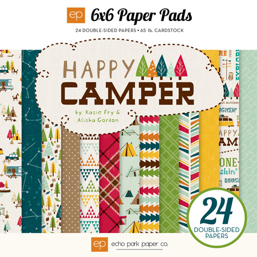 Набор бумаги Happy Camper, 12 листов 15х15 см от Echo Park
