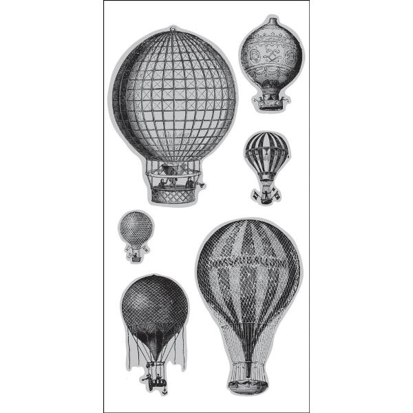 Набор резиновых штампов Hot Air Balloons, 6шт, Hampton Art