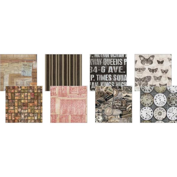 Набір тканини Eclectic Elements - Documentation, 30х30 см, 8 шт від Tim Holtz