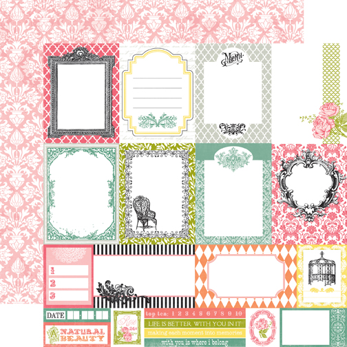 Двусторонняя бумага Journaling Cards из коллекции Victoria Garden 30х30 см от Echo Park