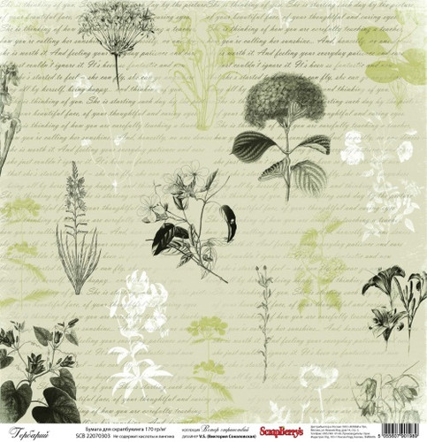 Односторонній папір Вітер Мандрів: Гербарій від ScrapBerry '