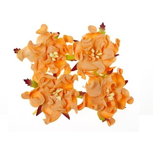 Набор из 4 декоративных цветков гардений персикового цвета 5 см