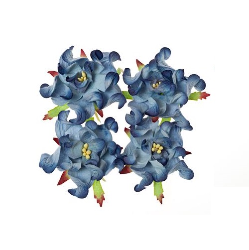 Набор из 4 декоративных цветков гардений сине-голубого цвета 5 см