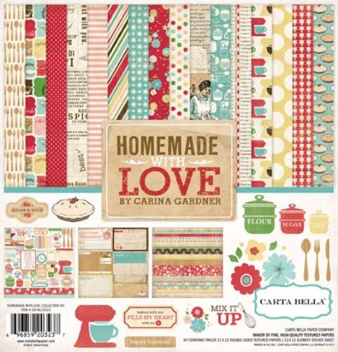 Набір паперу Homemade with Love 30х30 см 12 аркушів + наклейки від Carta Bella