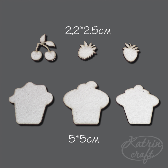 Чіпборд Кекси 2,2x2,5см до 5x5см 6 елементів від Katrin Craft
