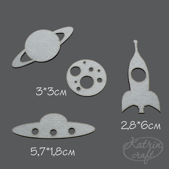 Чіпборд Космос маленький до 6 см 4 елементи від Katrin Craft