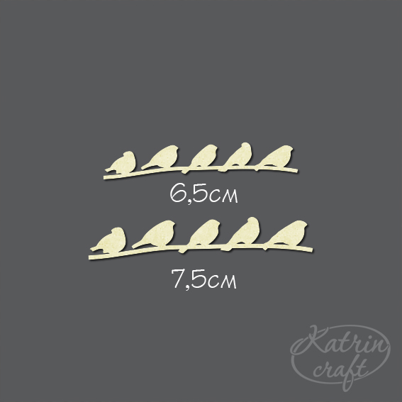 Чіпборд Голуби на дроті маленькі 6,5 см і 7,5 см від Katrin Craft