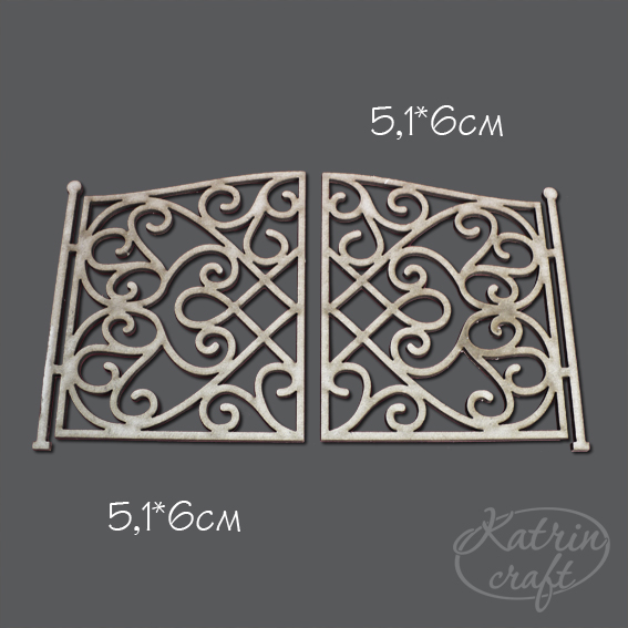 Чіпборд Ворота різьблені маленькі 1шт 5,1x6см 2 елементи від Katrin Craft