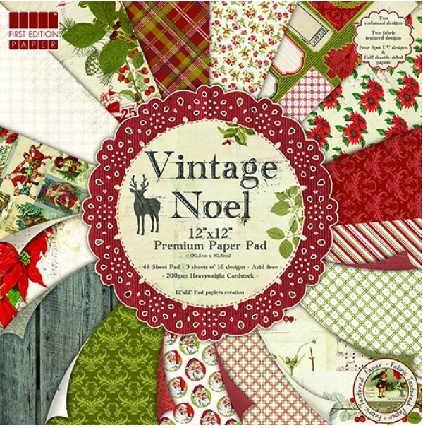 Набор бумаги Vintage Noel 30Х30 см, 16 листов от First Edition