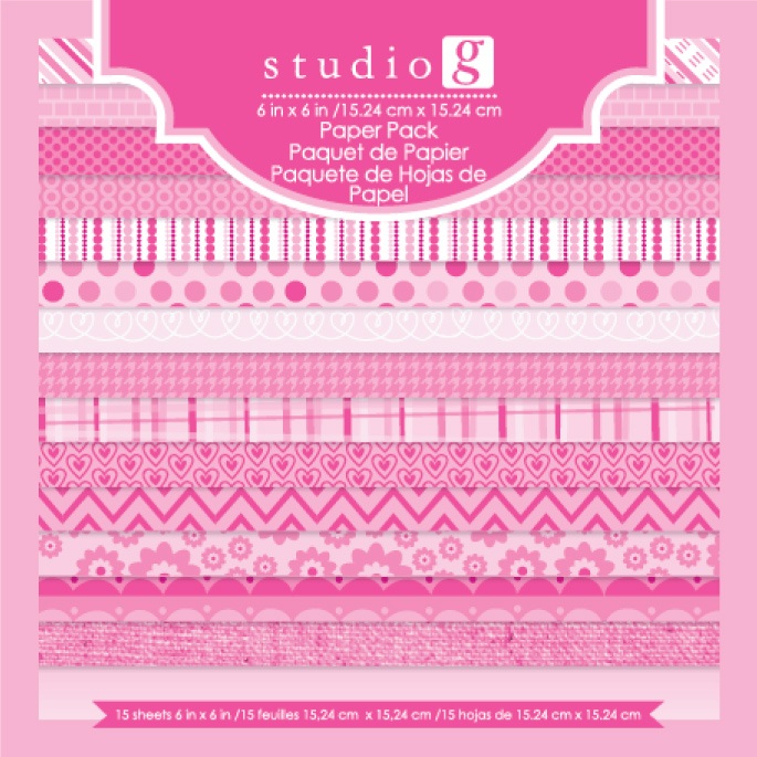 Набор бумаги Pink 15x15 см,  15 листов от Studio G