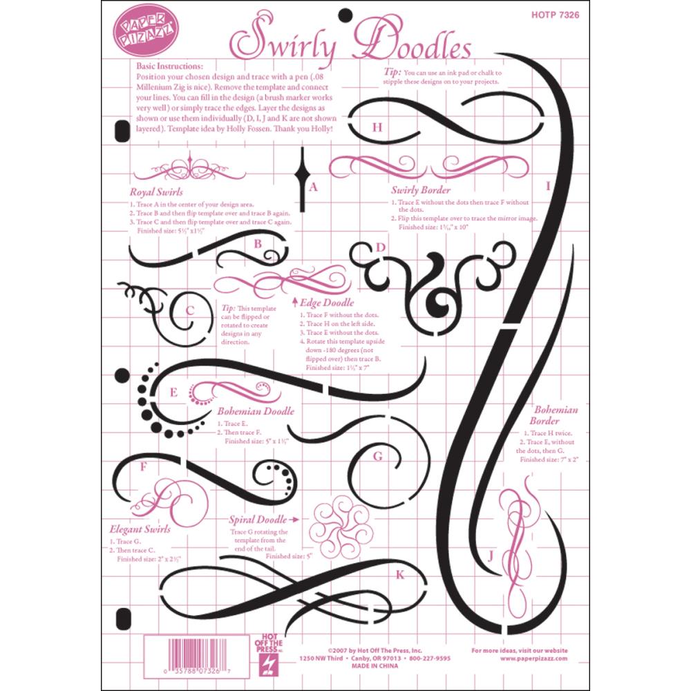 Пластиковий трафарет Doodles, 28х22 см від Hot Off The Press