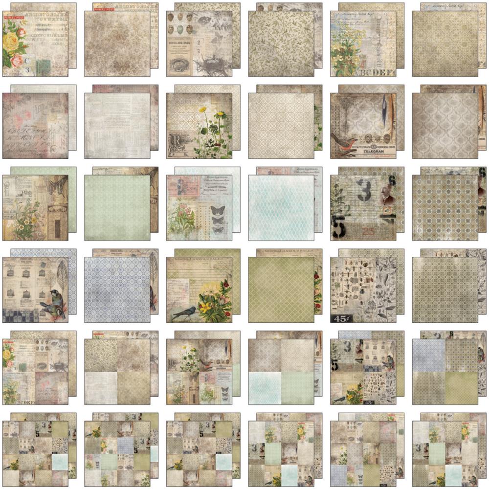 Набір двостороннього паперу Wallflower 30х30 см 36 аркушів від Tim Holtz