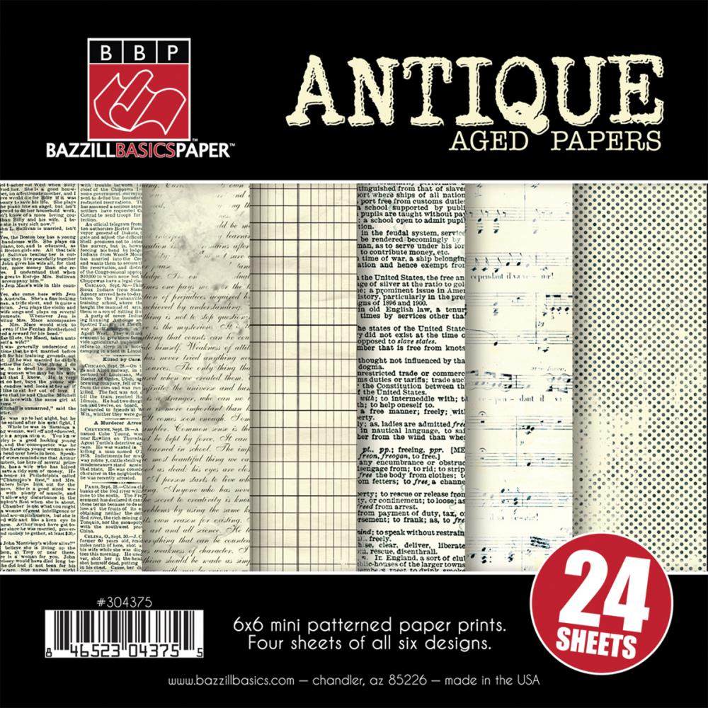 Набор бумаги Antique Aged 15х15 см 12 листов от Bazzil Basics