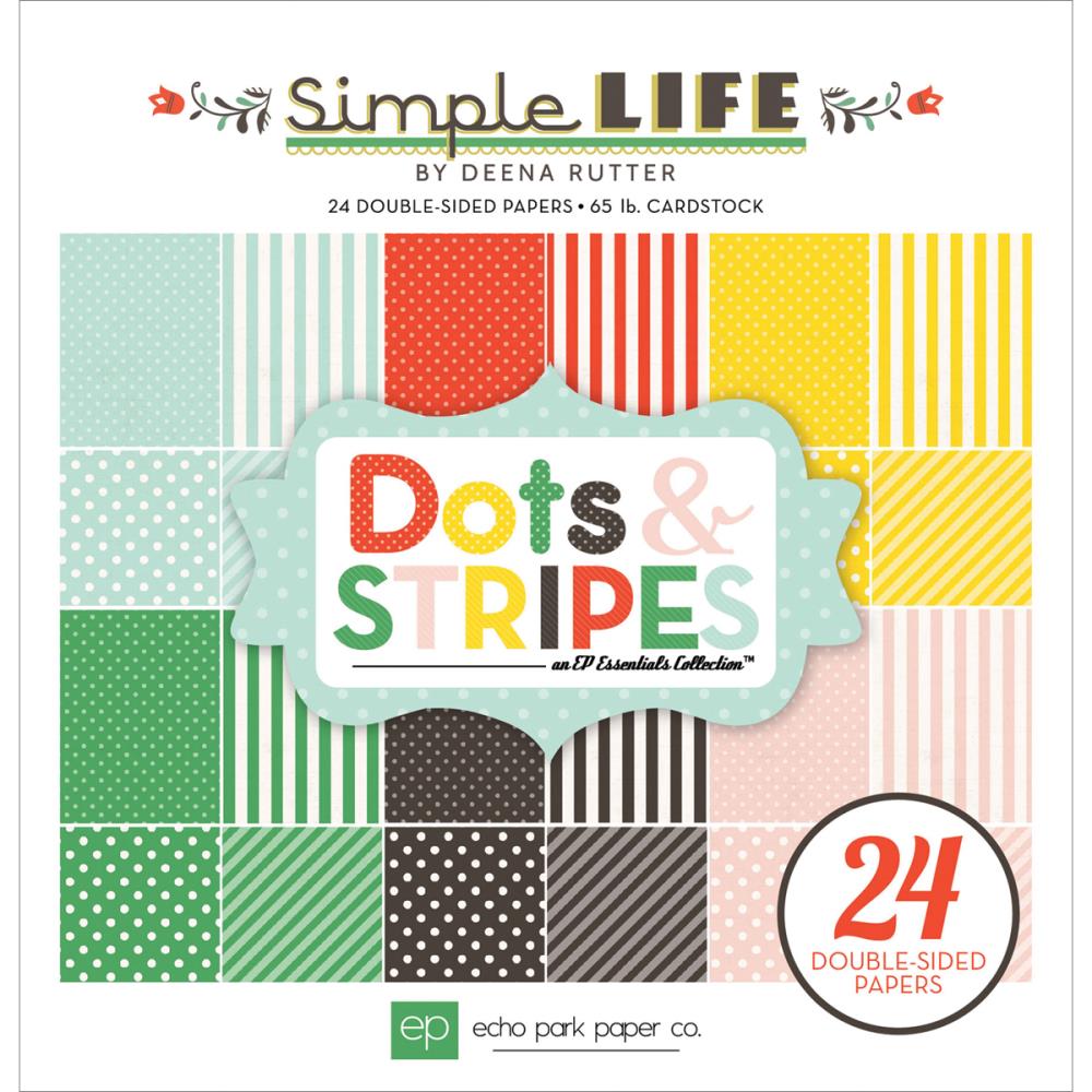 Набір паперу Simple Life - Dots and Stripes 15х15 см, 12 аркушів від Echo Park
