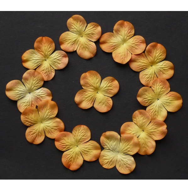 Набор 10 гортензий желто-оранжевого цвета, 50 мм