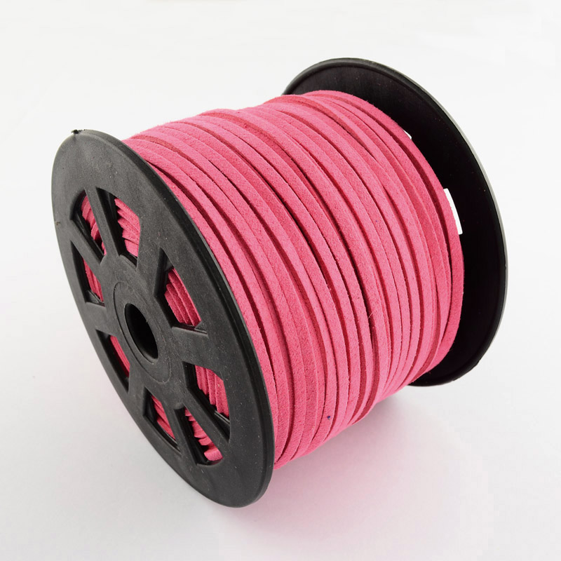 Шнур штучна замша Hot Pink, товщина 3х1,5 мм, 90 см.