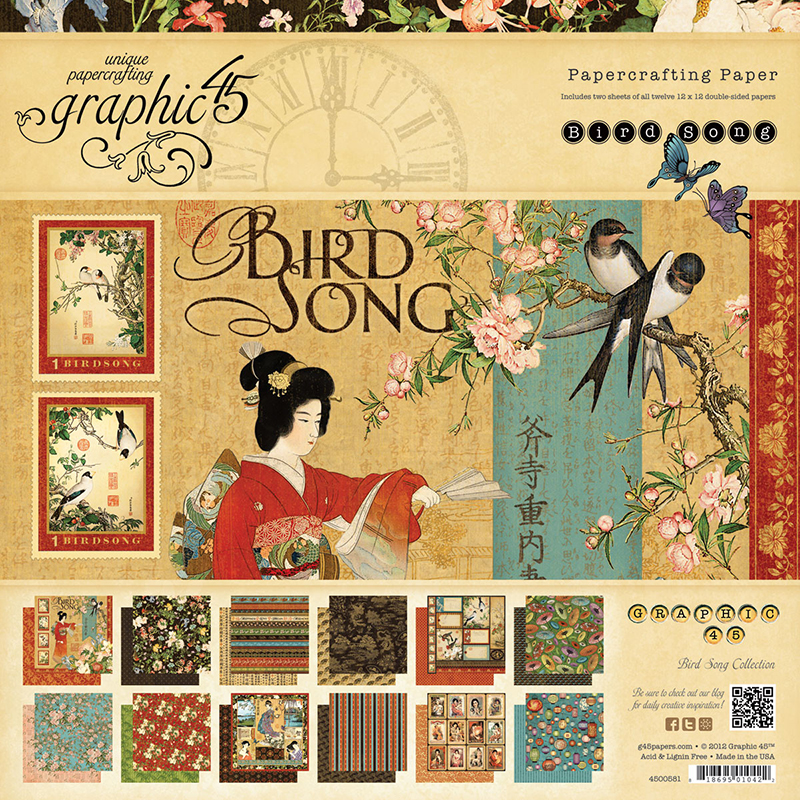 Набор скрапбумаги Bird Song, 30х30 см, 12 листов от Graphic 45
