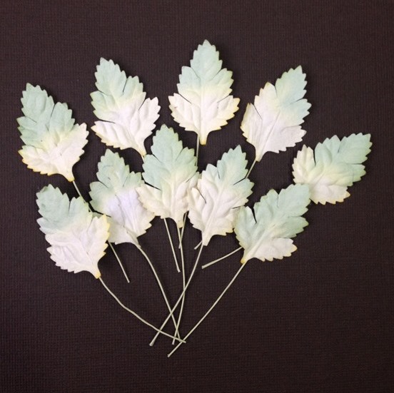 Набор декоративных листиков ,бело-зеленого цвета 40мм, 10 шт