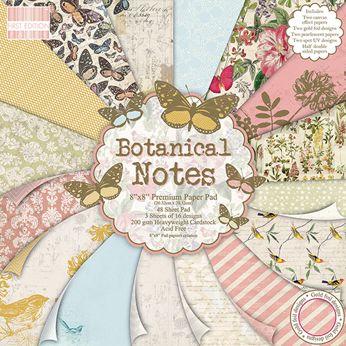 Набор бумаги Botanical Notes 16 листов 20х20 см от First Edition