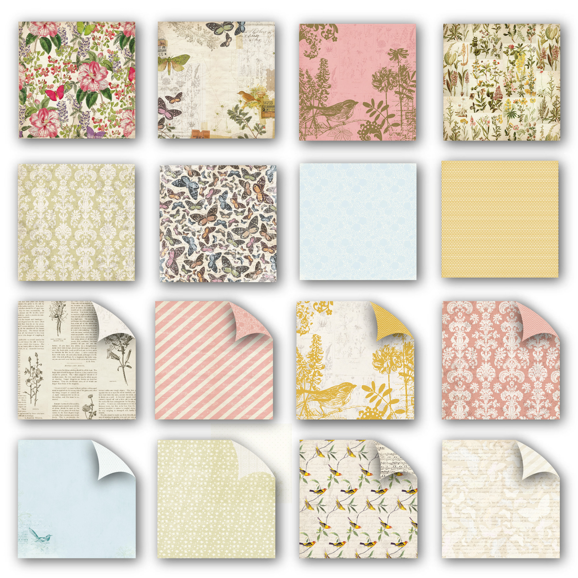 Набір паперу Botanical Notes 16 аркушів 30х30 см First Edition