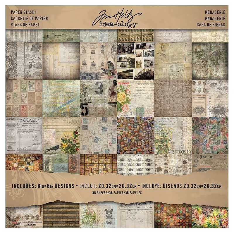 Набір паперу Menagerie 20x20 см 36 аркушів від Tim Holtz