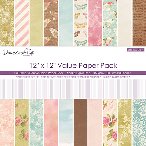Набор бумаги Bloom & Grow Value Pack, 30х30 см,10 листов от Dovecraft