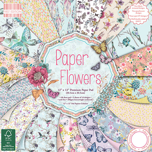 Набір паперу Paper Flowers, 30х30 см, 16 аркушів First Edition