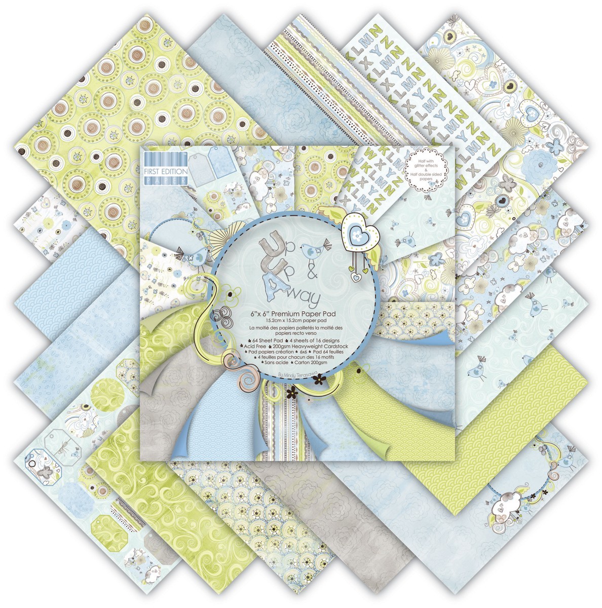Набір паперу Up Up & Away 15x15 см 16 аркушів від First Edition