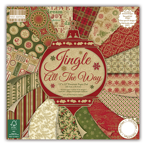 Набір паперу Jingle All The Way 30х30 см 16 аркушів від First Edition