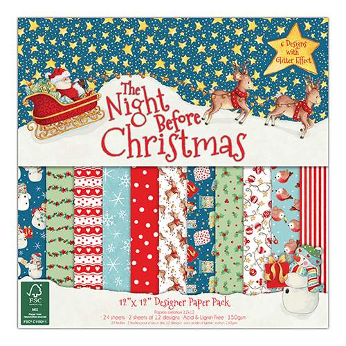 Набір односторонньої паперу The Night Before Christmas, 15 * 15 см від Helz Cuppleditch