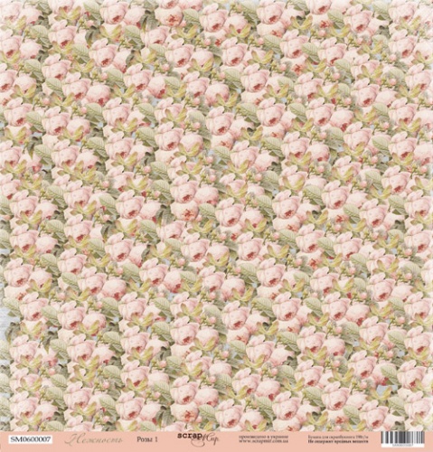 Лист бумаги 30x30 Розы 1 из коллекции Нежность  Scrapmir
