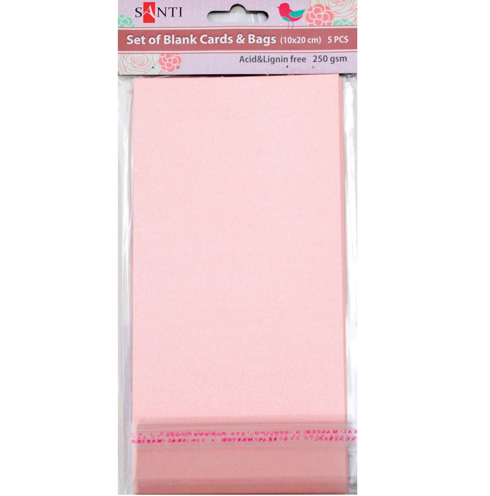Набор розовых перламутровых заготовок для открыток, 10см*20см, 250г/м2, 5шт. от Santi