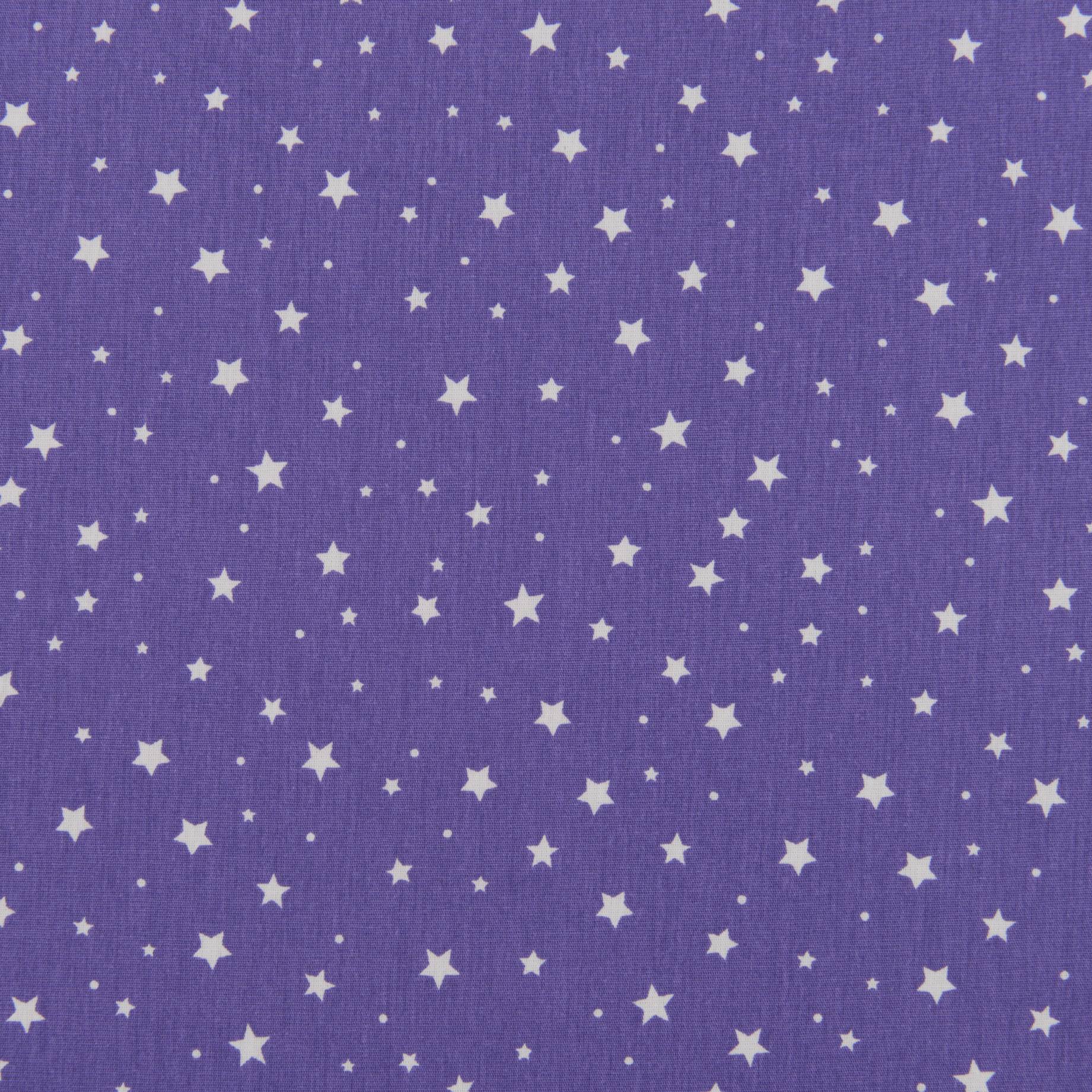 Бязь, Звезды, фиолетовый, 50х50 см, хлопок 100%, 140 г/м²