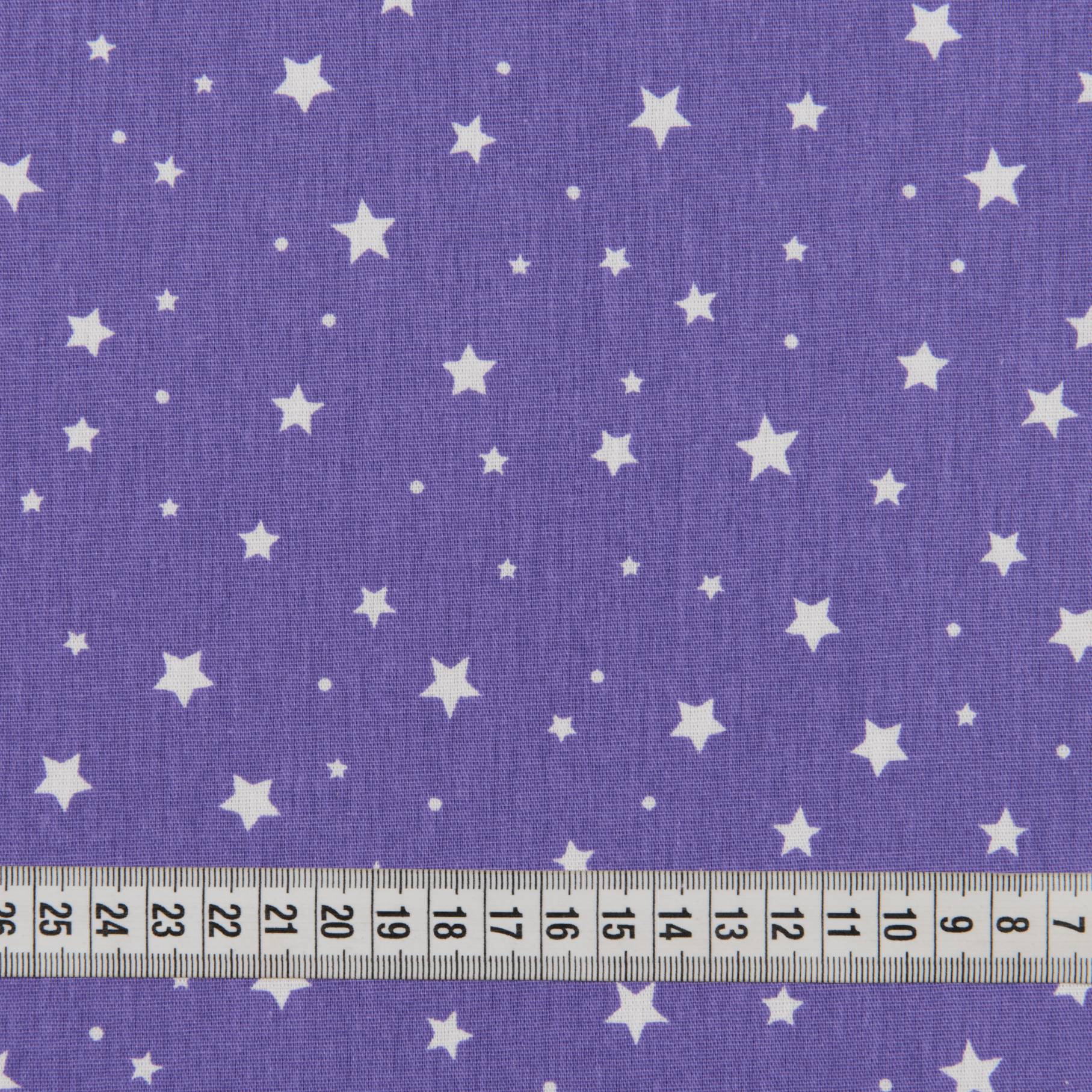 Бязь, Звезды, фиолетовый, 50х50 см, хлопок 100%, 140 г/м²