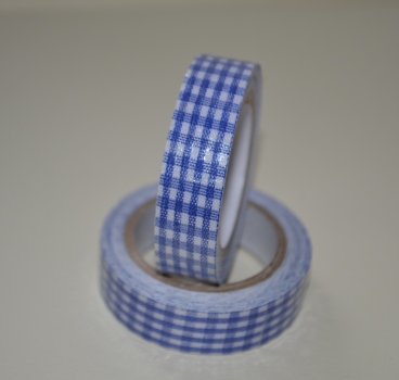 Стрічка тканинна на клейовий основі, синя клітина, 15 мм, 4 м