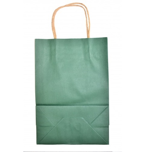 Крафт-пакет  зеленого цвета с ручкой, 1 шт, 29х12х20 см