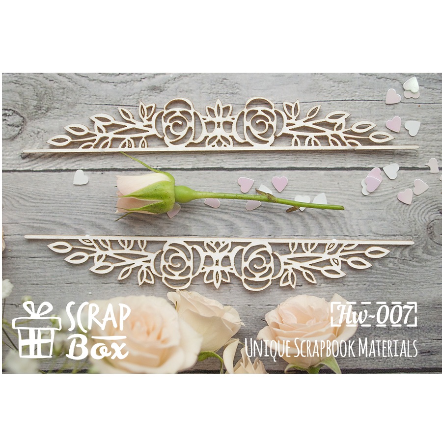 Чипборд бордюр "Розы", 135х25мм, Scrapbox
