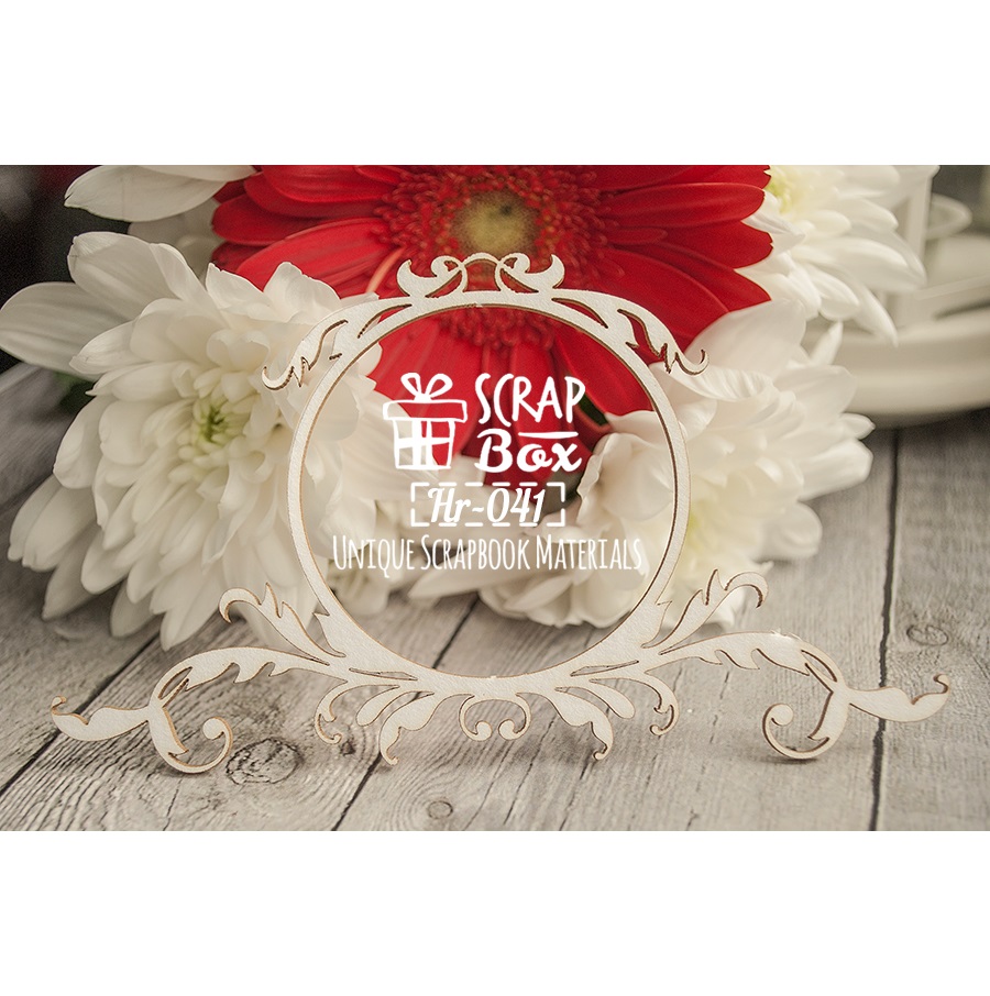 Чіпборд кругла рамка "З елементами бароко" №3, 132х76мм, Scrapbox