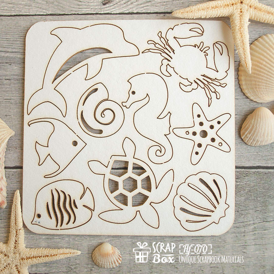 Чіпборд набір малий "Морський", розмір 96 * 98 мм від Scrapbox