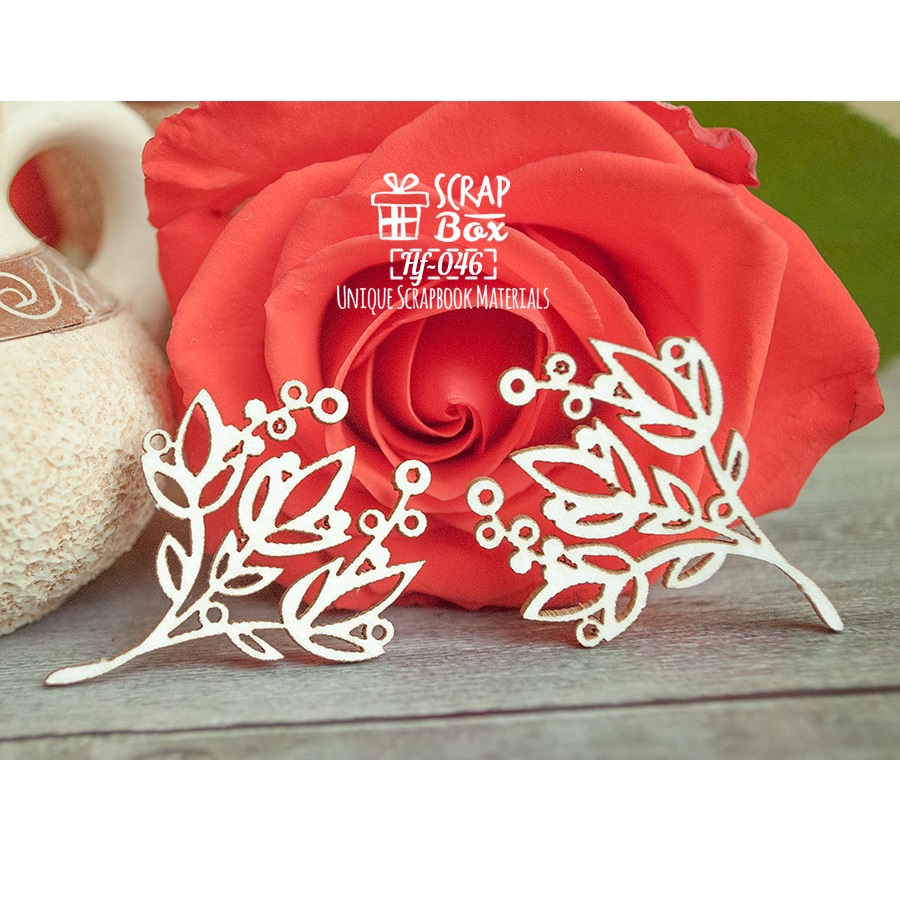 Чіпборд гілочки з ягодами 2 шт, 35х28мм, Scrapbox