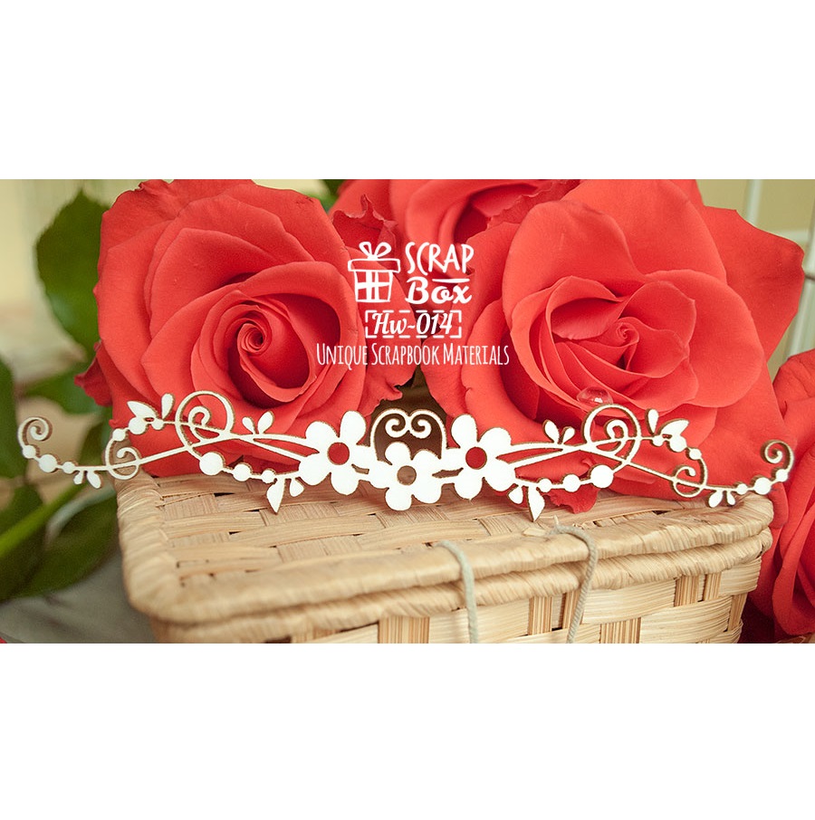 Чіпборд квітковий бордюр з завитками, розмір 140 * 22 мм від Scrapbox