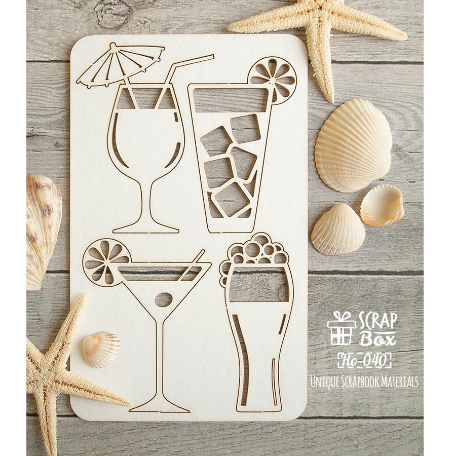 Чіпборд набір "Коктейлі", розмір 80 * 130 мм від Scrapbox