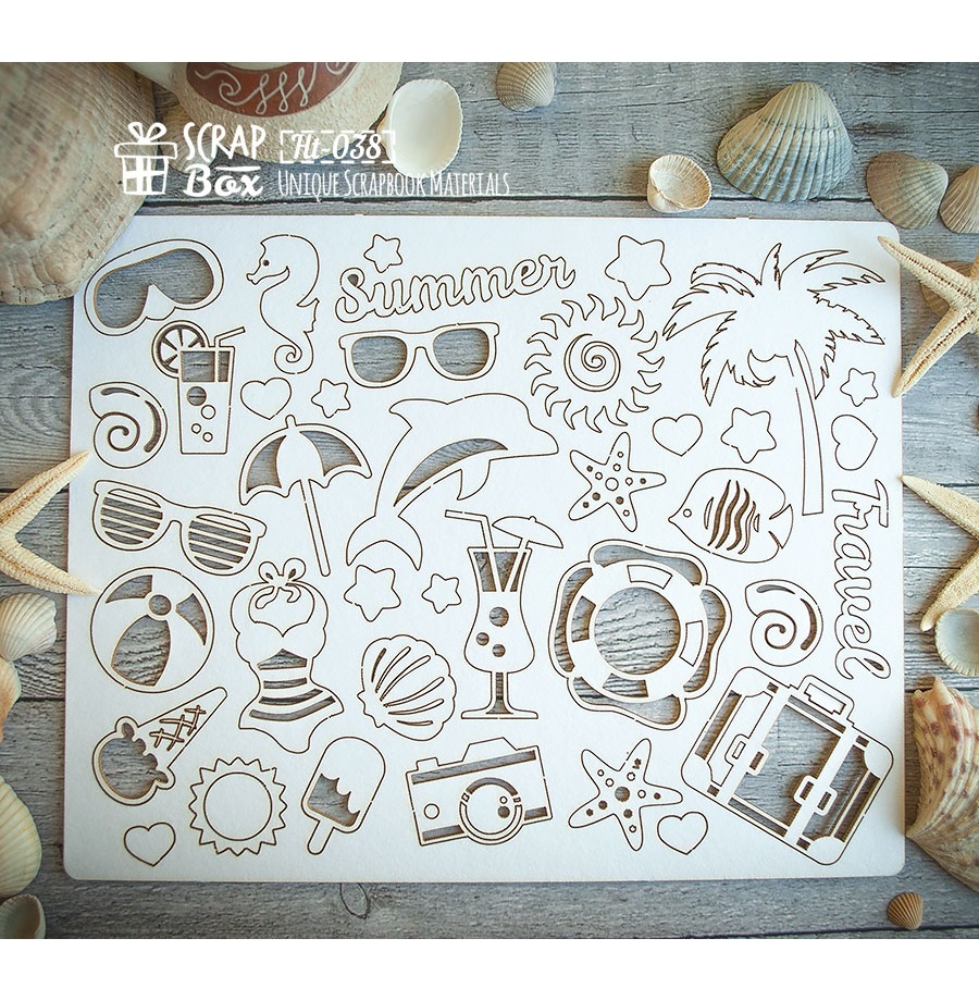 Чіпборд набір "Пляжний", 206х162мм, Scrapbox