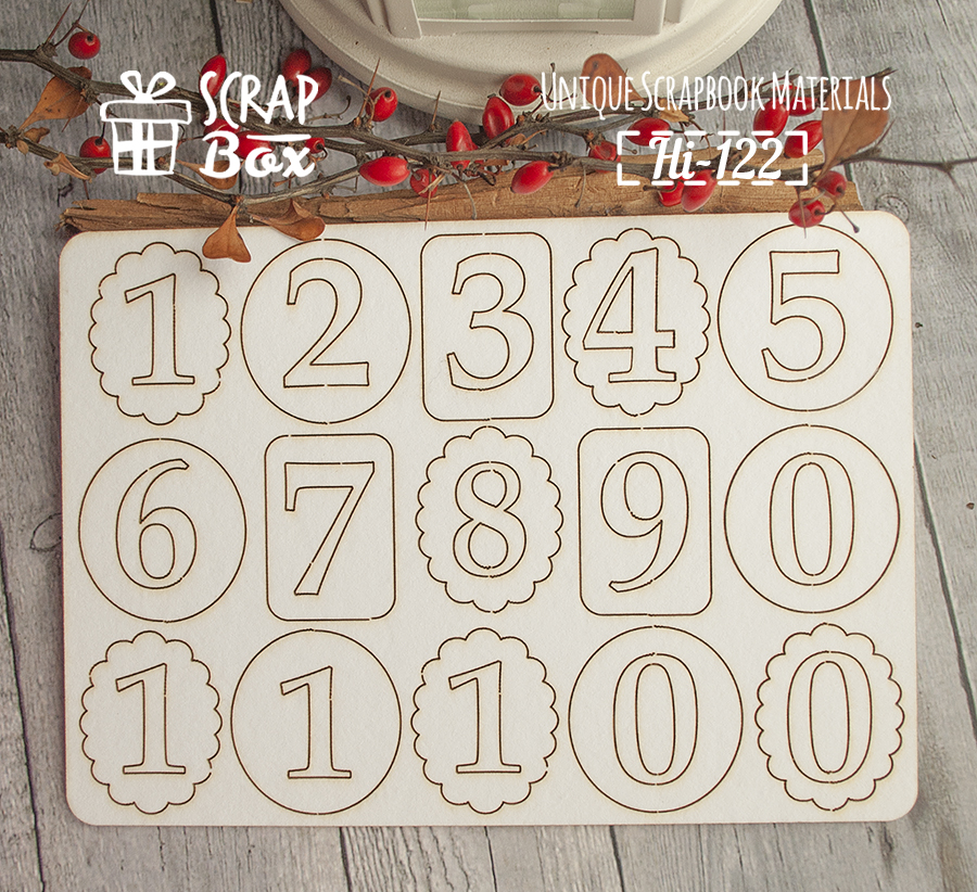 Чіпборд набір цифр №1, розмір 160 * 115 мм від Scrapbox