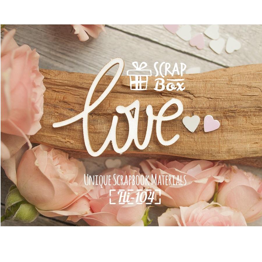 Чіпборд напис "Love", розмір 42 * 30 мм від Scrapbox